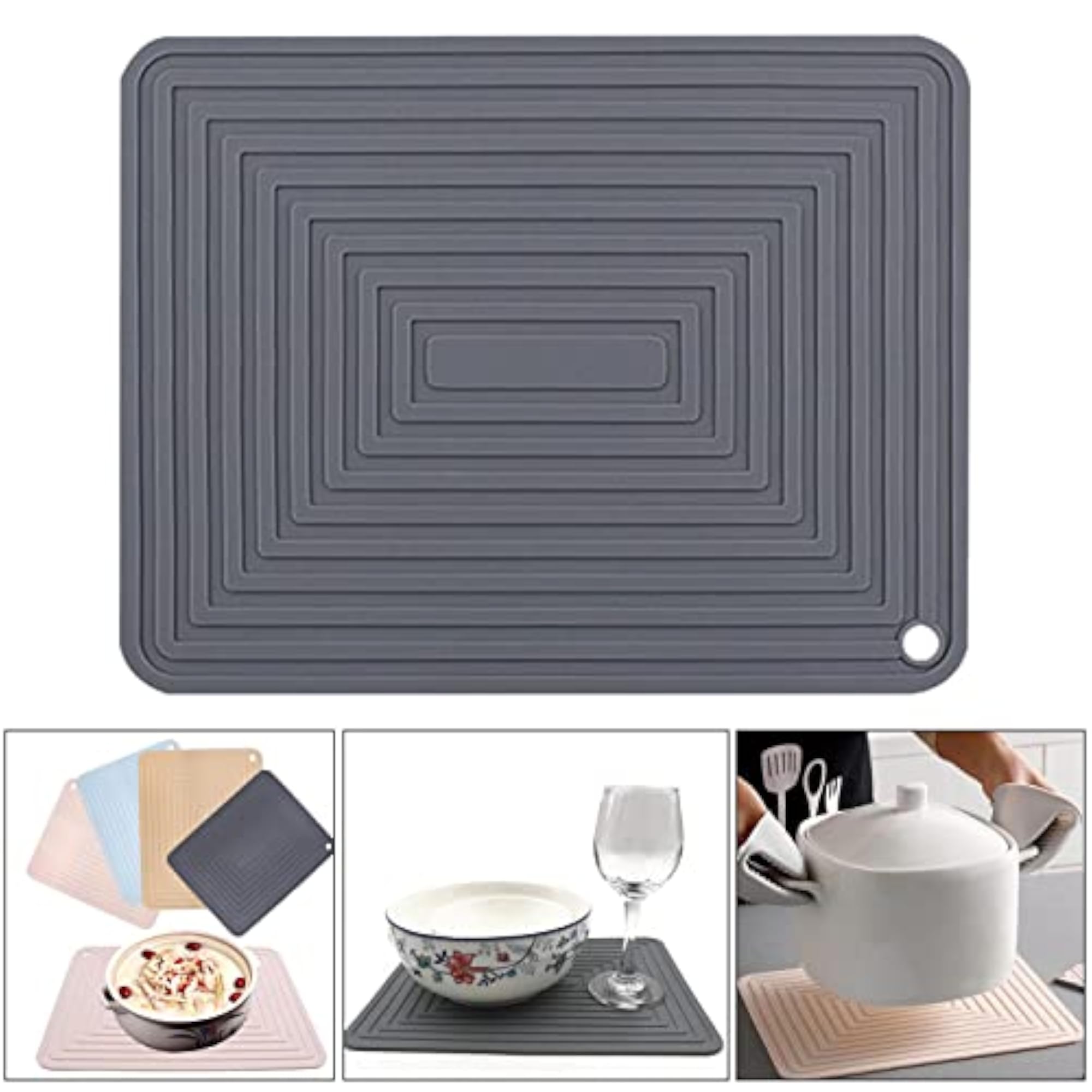 Waterproof Dish Drying Mat, Heat Resistant, Gray