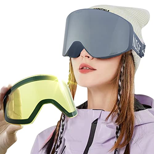 アイスブルー [NISEKO] スキーゴーグル マグネット レンズ2枚 スノーゴーグル スノーボードゴーグル 曇り止め UVカット REVO ダブルレンズ ジャパンフット 3層スポンジ メガネ対応 ヘルメット対応 平面レンズ ミラー加工 耐衝撃 全天候対応 軽量 スノボゴーグル 収納ケース付 Amazon.co.jp: [NISEKO] スキーゴーグル マグネット レンズ2枚 スノー