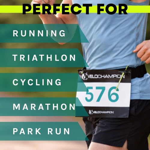 VeloChampion Leichter Laufgürtel Für Damen Und Herren – Elastischer Startnummernhalter Mit Stretch-Passform – Ohne Sicherheitsnadeln – 3 Größen – Laufen. Triathlon. Radfahren. Marathon. Joggen