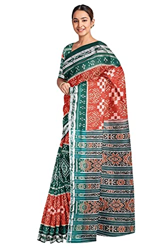 Image of COTTONSILK & KHANDUAPATA Odisha Sambalpuri Handloom Ikat Women Cotton Saree, Odisha Handloom Handmade Pure Cotton Khandua Saree, Ikkat Orissa Traditional Handloom Saree Without Blouse 12