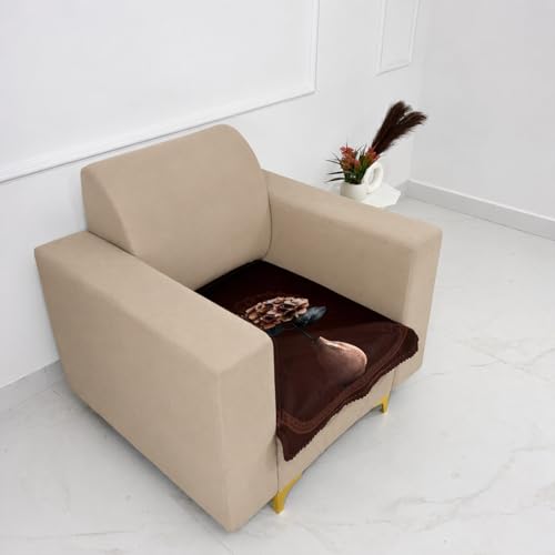 Image of Homerz Premium 'Luxe Series' Holland Velvet Sofa Cover | Smooth Finish | Anti-Skid Fleece Backing | Soft Touch Couch Protector for Living Room (Vase, 1 Seater, Only Seat Cover)