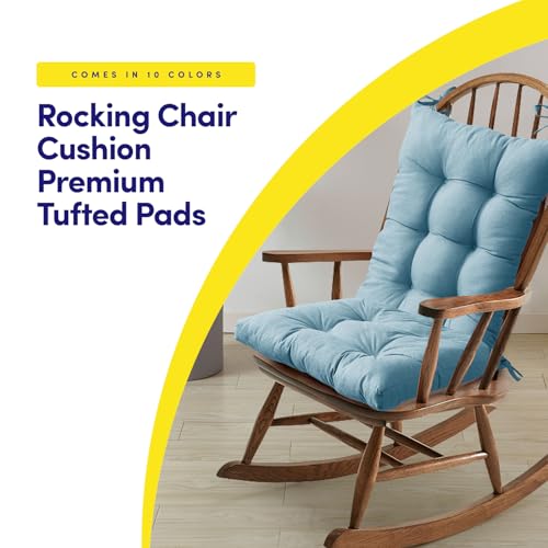 Sweet Home Collection Rocking Chair Cushion Premium Tufted Pads Non Skid Slip Backed Set of Upper and Lower with Ties, 1 Count (Pack of 1), Teal