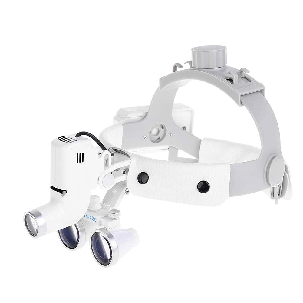 asdchZen Magnifying Glass Dental Loupes Dental Surgical Binocular Headband Loupes With Headlights With 5W Led Headlamp Lights