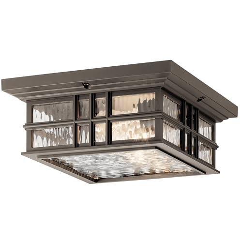 Kichler 49834OZ Craftsman/Mission Two Light Outdoor Ceiling Mount from Beacon Square Collection in Bronze/Dark Finish,
