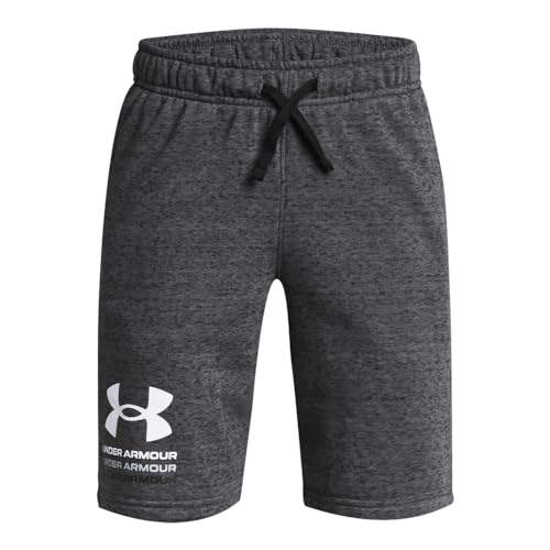 Under Armour Boys' Rival Terry Shorts, (025) Castlerock Light Heather / / Black, X-Large