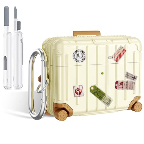 Image of Filoto Compatible with Airpods Pro 3 Case 2025, Cute Fashion Suitcase Design for Airpods Pro 3rd Generation Case Cover, Shockproof Protective Hard Case with Keychain /Cleaner Kit