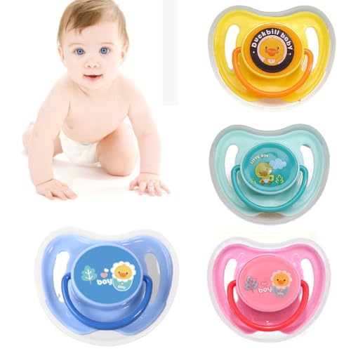 4 Chupetes Ligeros y Transpirables,Day & Night Chupete, para Bebés de 0 a 6 meses, Chupetes de Silicona sin BPA en Forma de Corazón