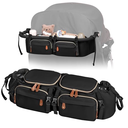 Double stroller organizer for side-by-side strollers