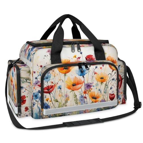 GzLeyigou First Aid Bags Empty, Graffiti Florals Emergency Bag First Aid Kit Multiple Compartment Kit Carrier On Call Trauma Bag For Paramedics Emergency Medical Supplies Kit