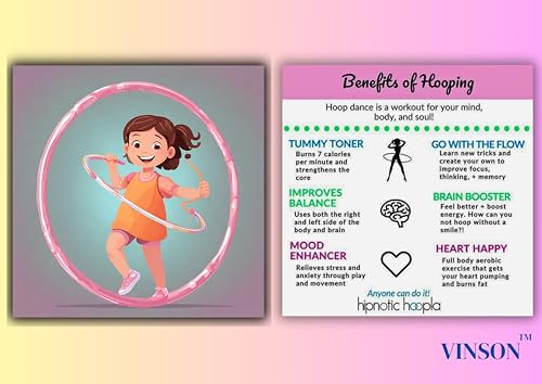 Image of Vinson Hula Hoop Ring for Kids Fitness. Gymnastic & Other Weight Loss Exercises, Detachable & Easy to Assemble, Weight - 200 GMS, Multicolor, Set of 6 pcs