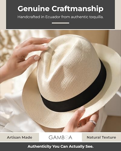 Image of Gamboa Original Panama Hat for Men and Women Fedora Straw Summer Beach Sun Hat Protection UV UPF50+
