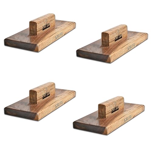Image of KRUFE Wooden Trowel Wood Float Pack of 4 | Handcrafted Masonry Tool for Cement Plaster Work, Wall Leveling and Surface Smoothing | Lightweight Wooden Float for Construction and Repair Use