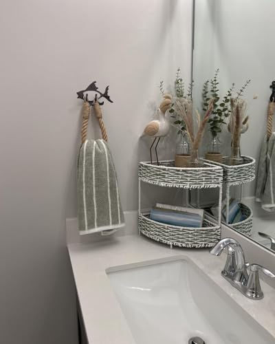 Rustic Toilet Paper Holder. Nautical Rope Towel Holder Ring . Cast Iron Fish Wall Hooks Decorative Wall Mount Rustic Hand Towel Holder , Beach Decor