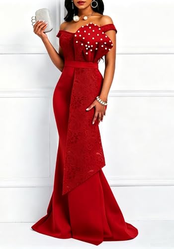 Image of Floor-Length Pearl Sleevelevess A-Line Women's Maxi Dress Long Dress