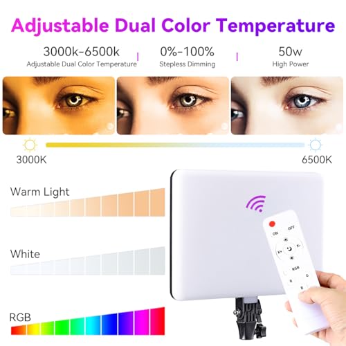 Image of GiftMax PM-36 14 inch RGB LED Video Soft Light Panel, 50W for Studio Photography | Video Recording | Conference | YouTube,2700K-5700K CRI95+ | with Remote Control