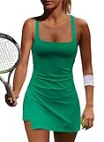 Yanekop Womens Tennis Dress with Built in Shorts Golf Dress Athletic Outfits Active Dresses Workout Onesie Yoga(Green,S)