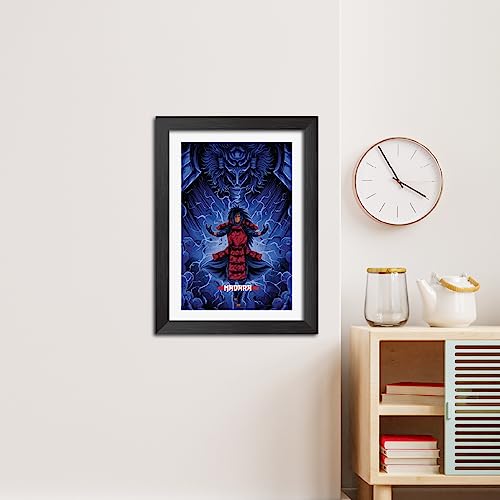 Image of TenorArts Madara Uchiha Poster Naruto Anime Laminated Photo Frame Painting with Matt Finish Black Textures (12inches x 9inches)