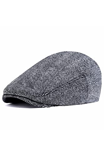Image of BABEYOND Men's Flat Cap Newsboy Hats Herringbone Tweed Cabbie Hats for Men 1920s Ivy Irish Driving Hats Gatsby Hat