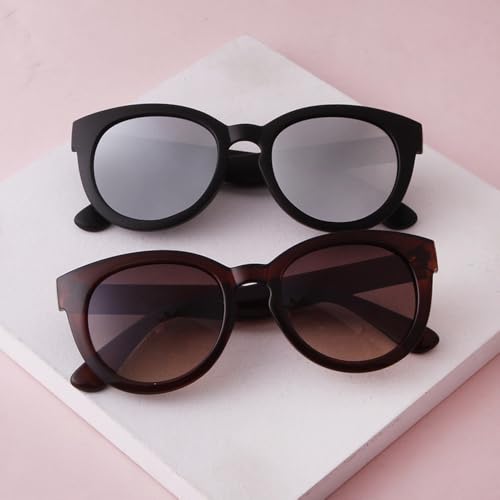 Lunettes de soleil rondes vintage femme œil de chat et verres miroir UV400 - 2