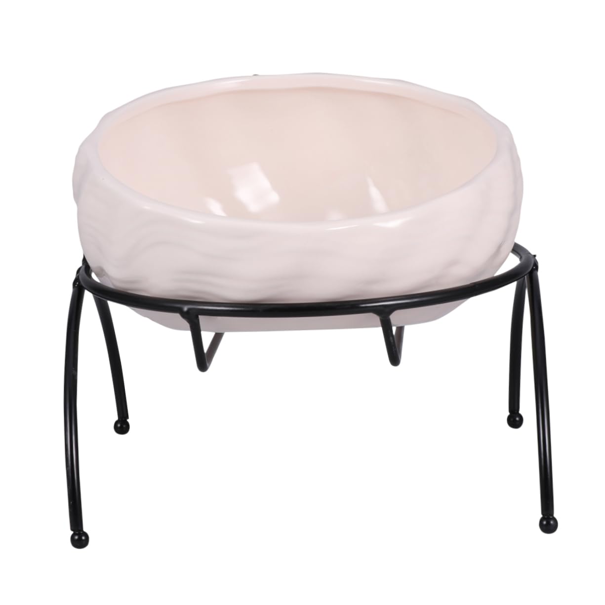 COLLBATH Pet Feeder with Ceramic Bowl Cat Dog Water Dispenser Sturdy Iron Frame Pink