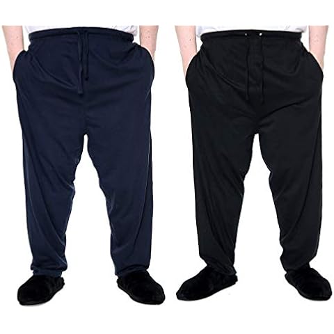 Brooklyn Big Plus Size Lounge Pants 2 Pack Navy/Black Pyjamas Soft 100% Cotton with Pockets (3XL) Cover