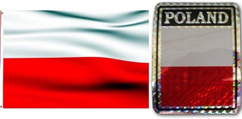 Deluxe Combo Set Poland Country 3x5 3x5 Flag and 3"x4" Decal by Lumaglow