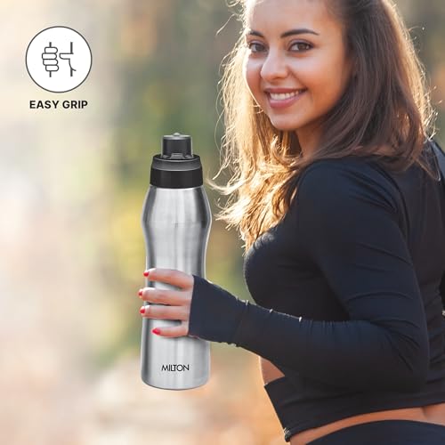 Image of MILTON Active 1000 Stainless Steel Water Bottle with Spout Mouth 885 ml, Single Walled, ISI Certified I Leak Proof Lid, Rust Proof I For School, Office, Gym I Silver