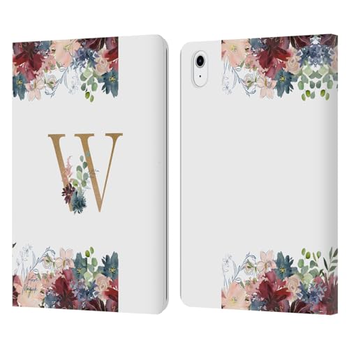 Coque iPad Air抗摔 coque en cuir anti-rayure lettre W fleurs