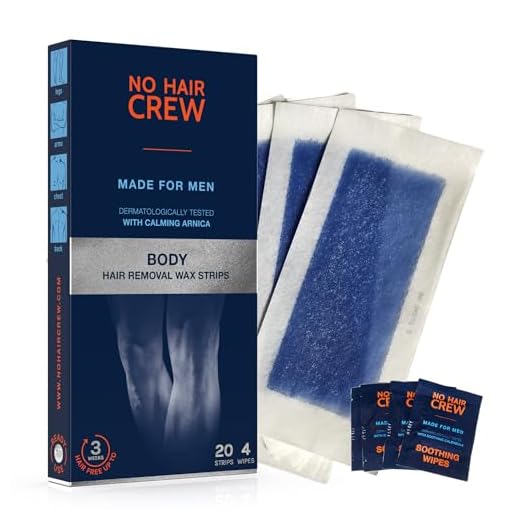 NO HAIR CREW Wax Strips. Speciellt utvecklad för hårborttagning för män. 20 vaxremsor och 4 wipes.