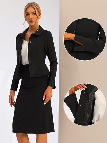 Allegra K Peplum Blazer for Women's Peter Pan Collar Ruffle Hem Elegant Office Work Blazers2