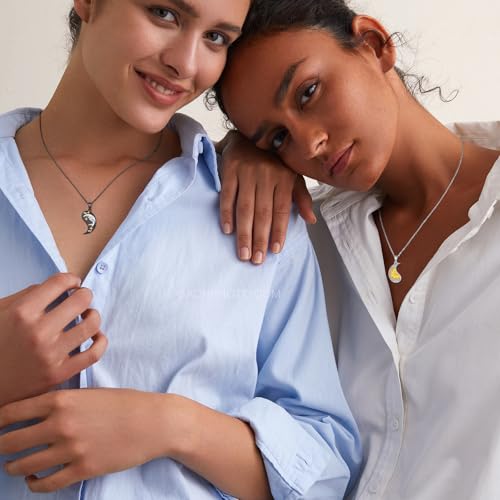 Yin Yang Couples Matching Necklace 925 Sterling Silver Sun and Moon Couples Pendant Yin Yang Necklace Friendship BFF Jewelry for Women with Jewelry Box2