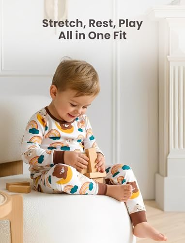 Image of PATPAT Bamboo Viscose Pajama Sets for Toddler Boys & Girls Baby Kids, Ultra-soft Snug fit Pjs Sleepers for Birthday Holiday