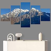 SIGNWIN 5 Panel Canvas Wall Art Snow Mountain for Home Decorations Ready to Hang - 60