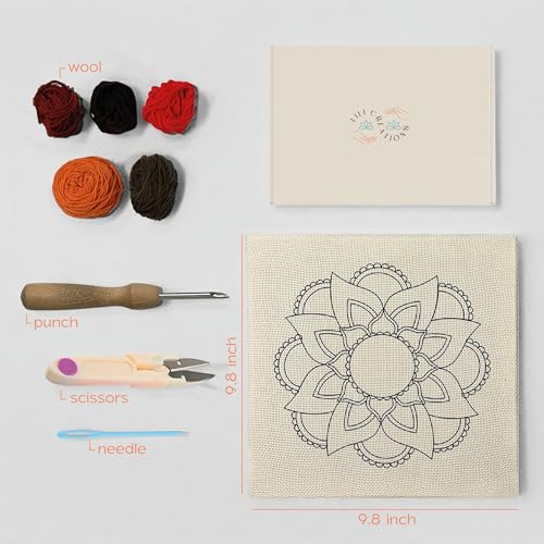 Image of Lili Creations Complete Punch Needle Kit for Beginners & Adults - DIY Embroidery Punch Stitching Kit with Yarn, Canvas, and Tools - Perfect for Relaxation, Home Decor, Art, & Holiday Crafts