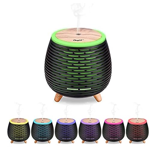 Ckeyin Humidificador Electrico，Humidificador Aceites Esenciales，Silencio, Lámpara de 7 Colores, 2 Modos de Pulverización, Apagado Automático, Hogar, Dormitorio, Decoración de Interiores…