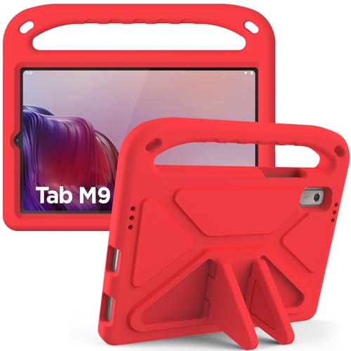 Housse Lenovo Tab M9 enfant rouge idéale pour les voyages en voiture