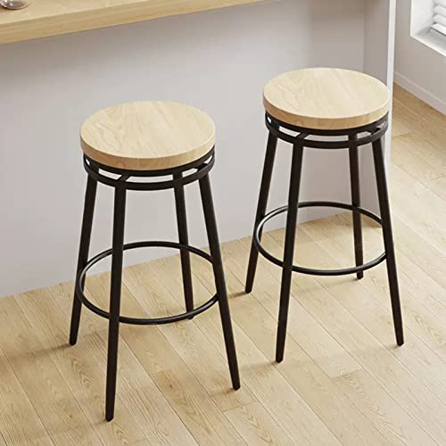 Tabouret de bar bois métal rotatif lot de 2 pour mange debout