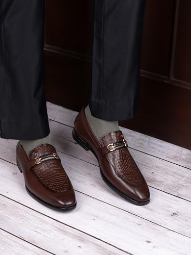 Image of ALBERTO TORRESI Genuine Leather Men's Calabria Brown Buckle Slip-ONS