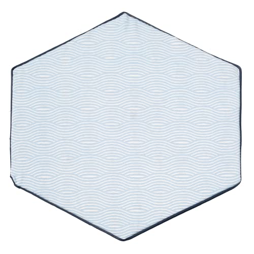 Image of POP 'N GO Baby Play Mat Cover for Hexagon Playpen - 59 Inch Soft, Washable, Water-Repellent Fitted Sheet for Hexagonal Mats - Portable for Indoor and Outdoor Play - Whimsical Waves