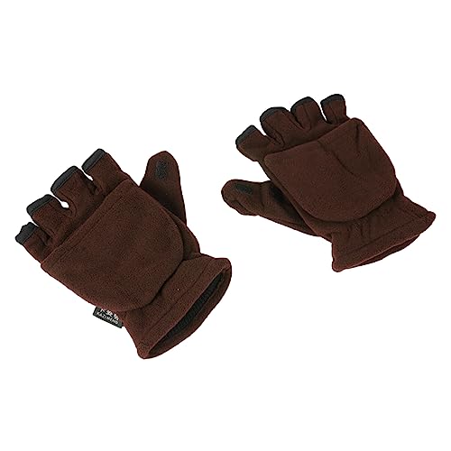Ipetboom Men's Winter Half Finger Gloves Touch Screen Fleece Gloves for Cold Weather Adults Reusable Half Finger Flap for Indoor/Outdoor Activities