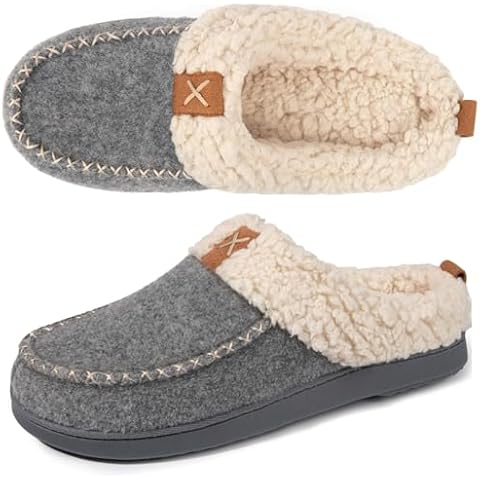 LongBay Women's Faux Wool Slippers with Memory Foam Cover