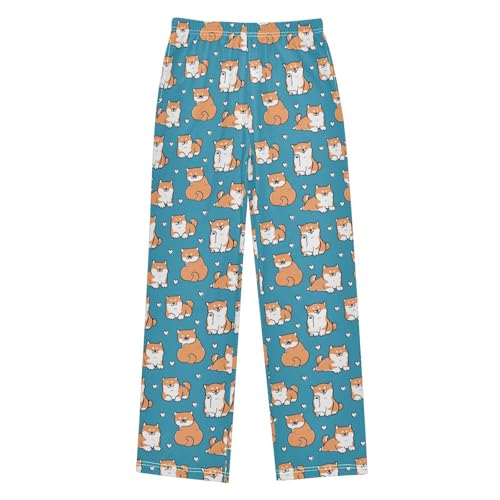 Corgi Sweet Love Boys Long Pants Soft Trousers Elastic Waist Kids Lounge Bottoms with Pockets S-XL