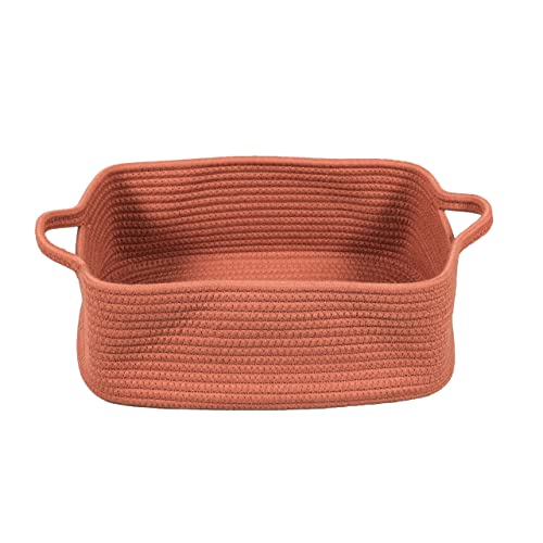 XUANGUO Woven Cotton Rope Storage Basket with Handles for Organizing Shelves Closet Small Cat Dog Pet Toy Baskets Box Bin Decorative Rectangle Baby...