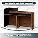 YTElantivo 63″ L-Shaped Reception Desk with Counter – Modern Office Front Desk for Salon, Clinic & Retail, Spacious Workstation, Easy Assembly, Black-Brown Receptionist Desk
