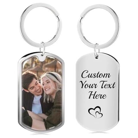 HOFMOY Custom Personalized Keychain with Photo Picture Customized Engraved Key Chain Valentines Gifts for Boyfriend Husband Men Dad Cover
