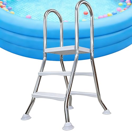 Échelle de piscine hors sol en acier robuste double face avec marches antidérapantes