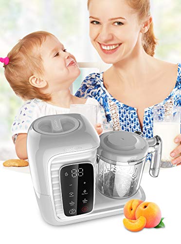 QooQit Plus 7 in 1 Baby Food Maker/Processor for Infants/Toddlers Organic Food Making Machine with Steam Cooker, Blender, Chopper, Defroster, Reheater, Disinfector, Auto Cleaning (CLOUD Color)