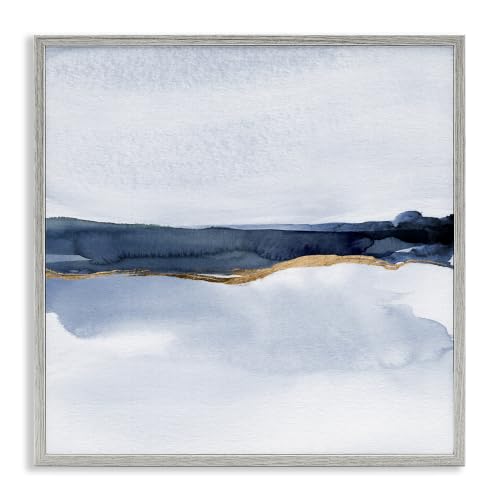 Soothing Blue Abstract Landscape Glam, 24 x 24 Inch Framed Giclée Print