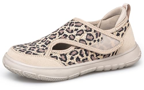 Zapatillas Diabéticos Hombre Mujer Extra Anchas Ligeras Ortopédica Sandalias de rehabilitación Artritis Edema Zapatos para Caminar Ajustables，Beige，37 EU