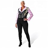 For her NYC Women's Faux Leather Moto Jacket with Pins, Studs, Belt & Floral Sleeves – 81648 (US, Alpha, X-Large, Plus, Regular, Lilac/Black)